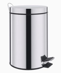 Basket Trash Can Stainless Steel with Lid, Foot Pedal Round Bathroom Garbage Can with Plastic Removable Inner Wastebasket, Dustbin with (12 Liter)