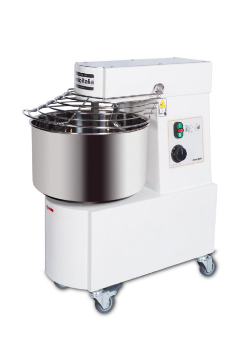 Spiral dough mixer with fixed head and bowl